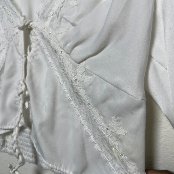 Free People Lola Lace Babydoll Top‎ Medium White Flare Boho Coquette Ethereal - Picture 5 of 11
